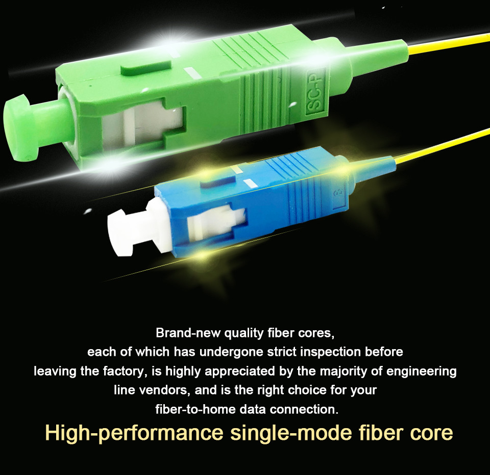Yellow Fiber Optical Patch Cord Pigtail Single Mode SC/APC G657A2 0.9mm Return 65dB