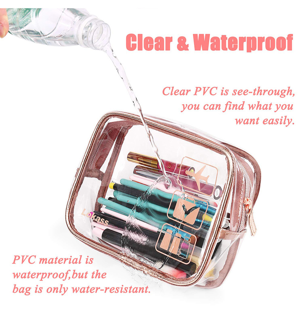 Roomy Zippered See Through PVC Makeup Bag For Girls