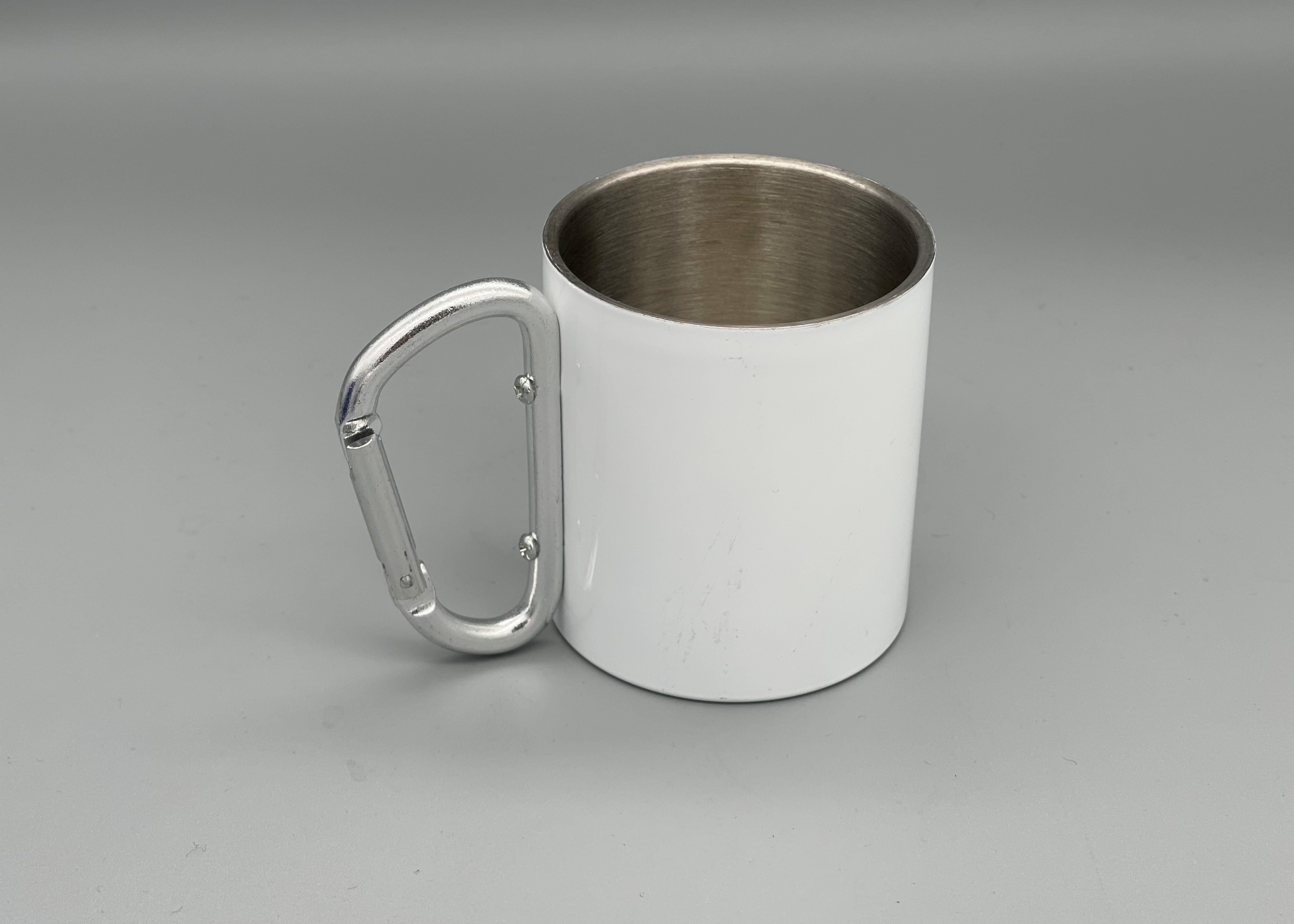 Stainless Steel Portable 300ml Capacity Custom Camping Mugs With Carabiner Handle
