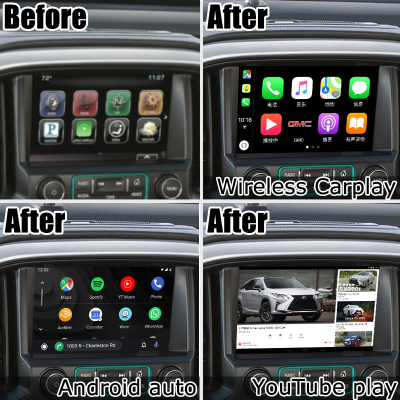 Carplay interface for GMC Canyon Chevrolet Colorado android auto youtube play video interaface by Lsailt Navihome