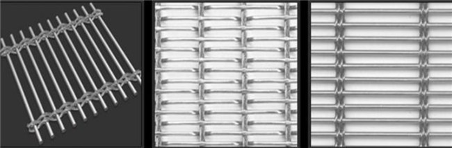 Rod Woven Decorative Metal Mesh , Building Decorative Wire Mesh Cladding