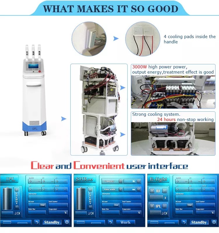 2018 multi-function big spot high energy best cooling system ipl elos shr ipl hair removal machine