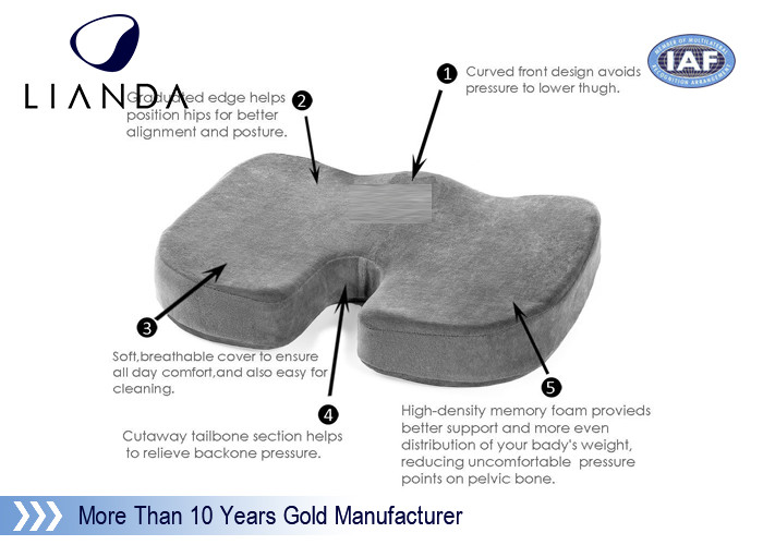 Coccyx Orthopedic Comfort Memory Foam Seat Cushion with zippered cover