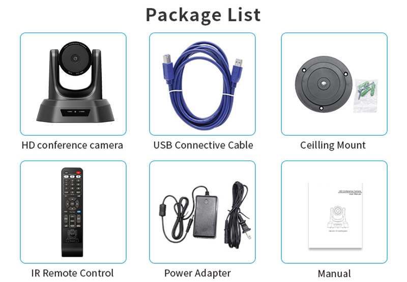 2021 Newest Factory High Quality 1080P USB Hdm PTZ Video Conference Camera 4K Optional with RS-422 and RS-232 Control Interface