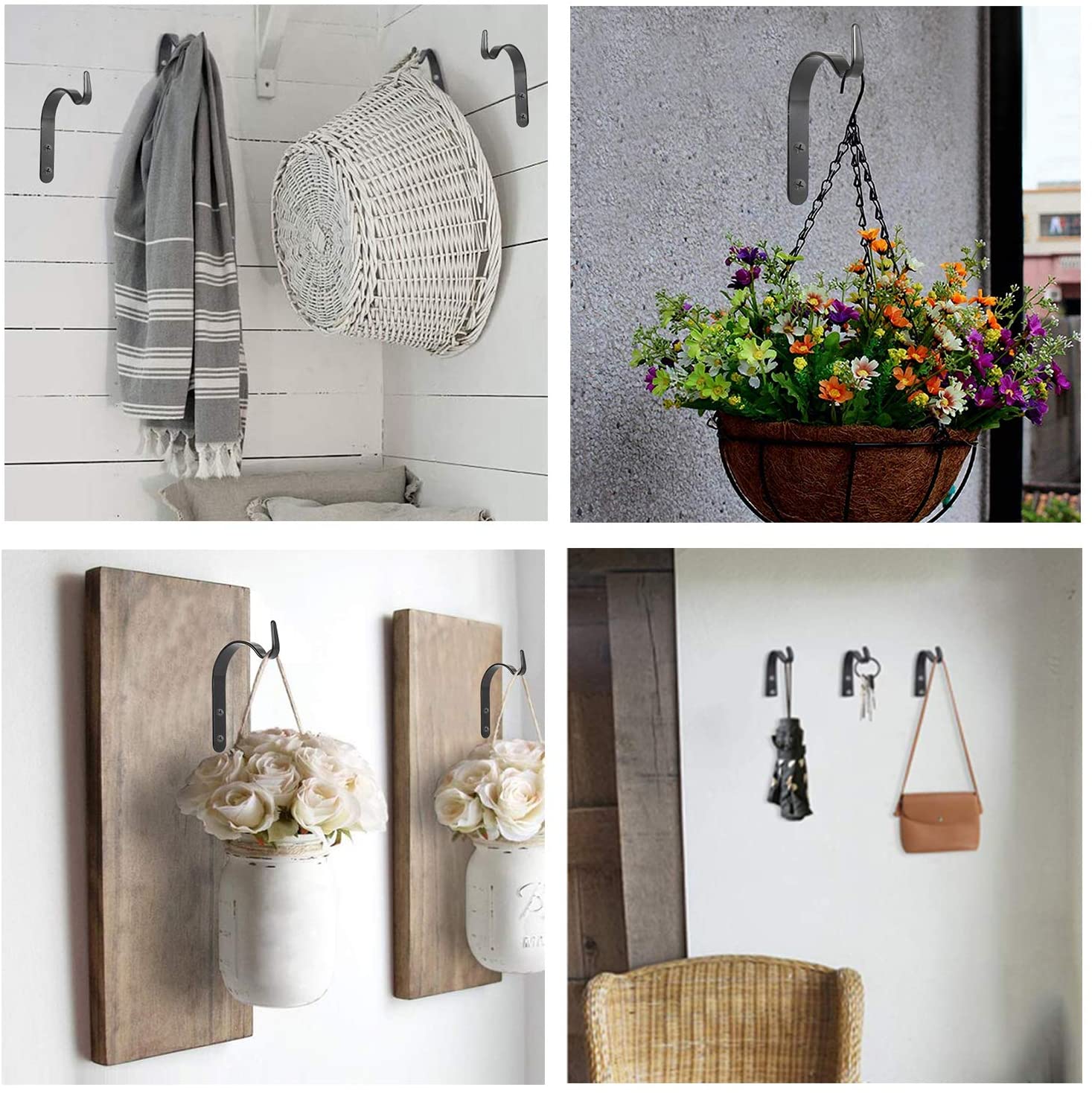 Decorative Iron Metal Wall Hook Plant Hanger Bracket Flexible Hook Lantern Wall Hanger for Hanging Plants Outdoor