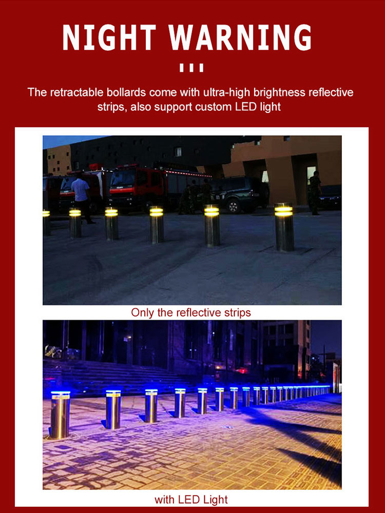 Automatic Bollard Actuator System Hydraulic Retractable Road Barrier with Stainless Steel Housing
