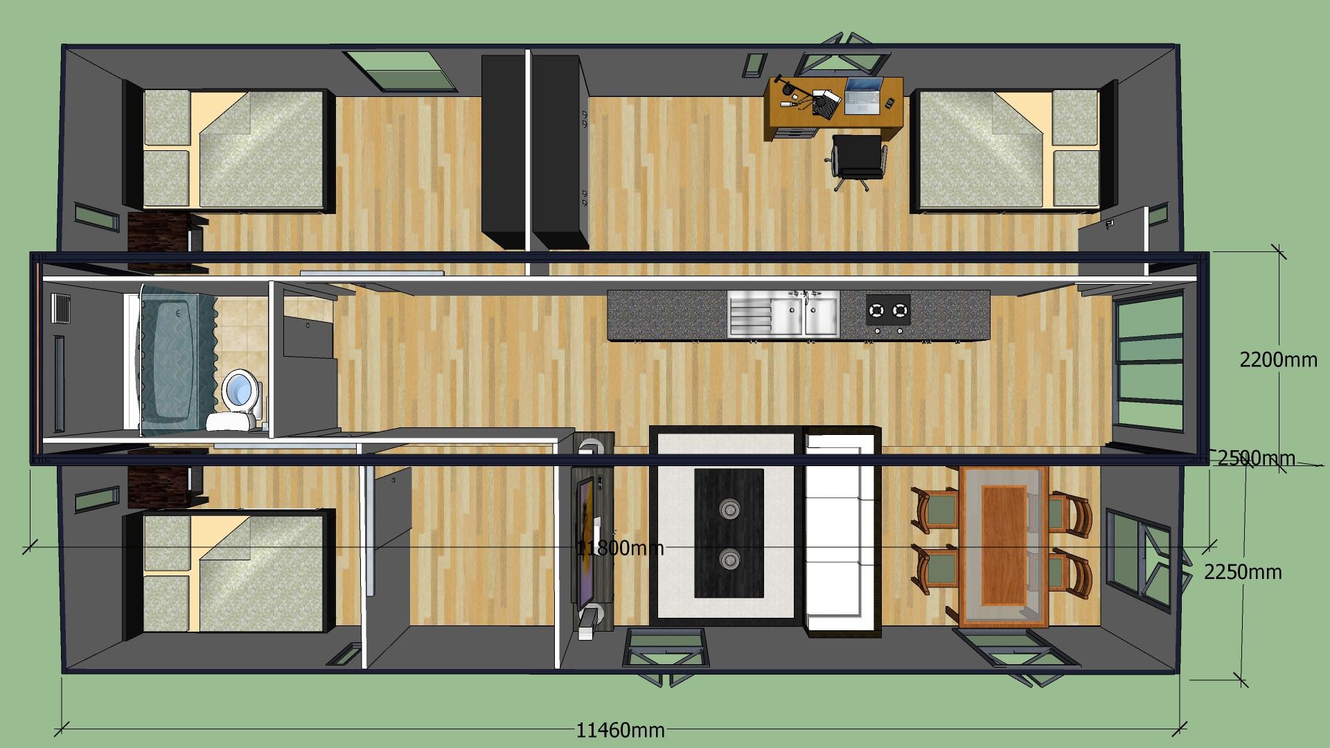 RAD Shipping 40ft Luxury Tiny One Bedroom Wall Cladding Sandwich Panel Buidlings Prefabricated Container House