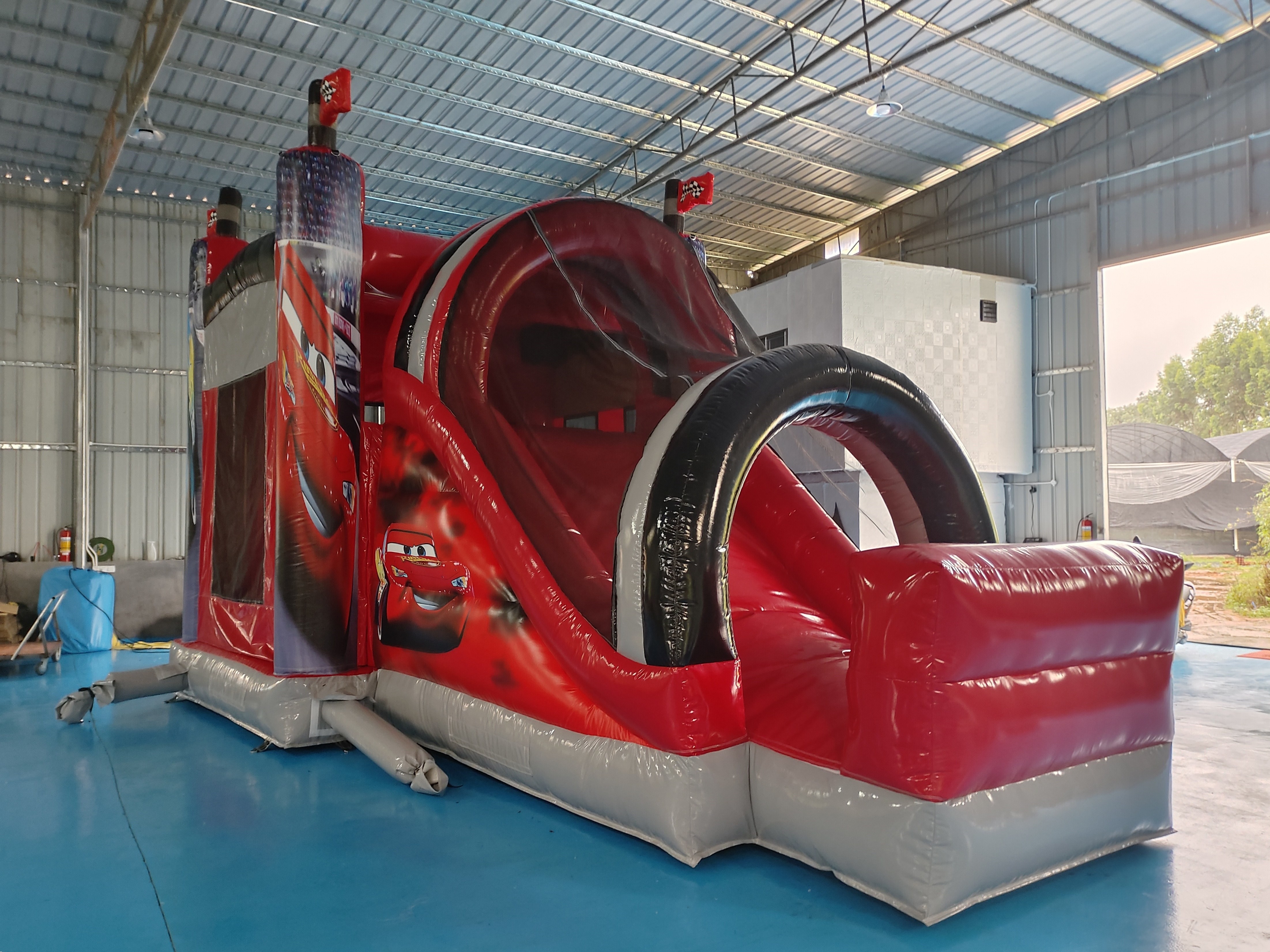 Outdoor Inflatable Castle Combo Race Cars Cartoon Movies Inflatable Bouncer With Slide Combo Inflatable Bounce House