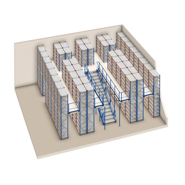 Spray Painting Industrial Storage Rack Ground Mezzanine Floors With Open Space