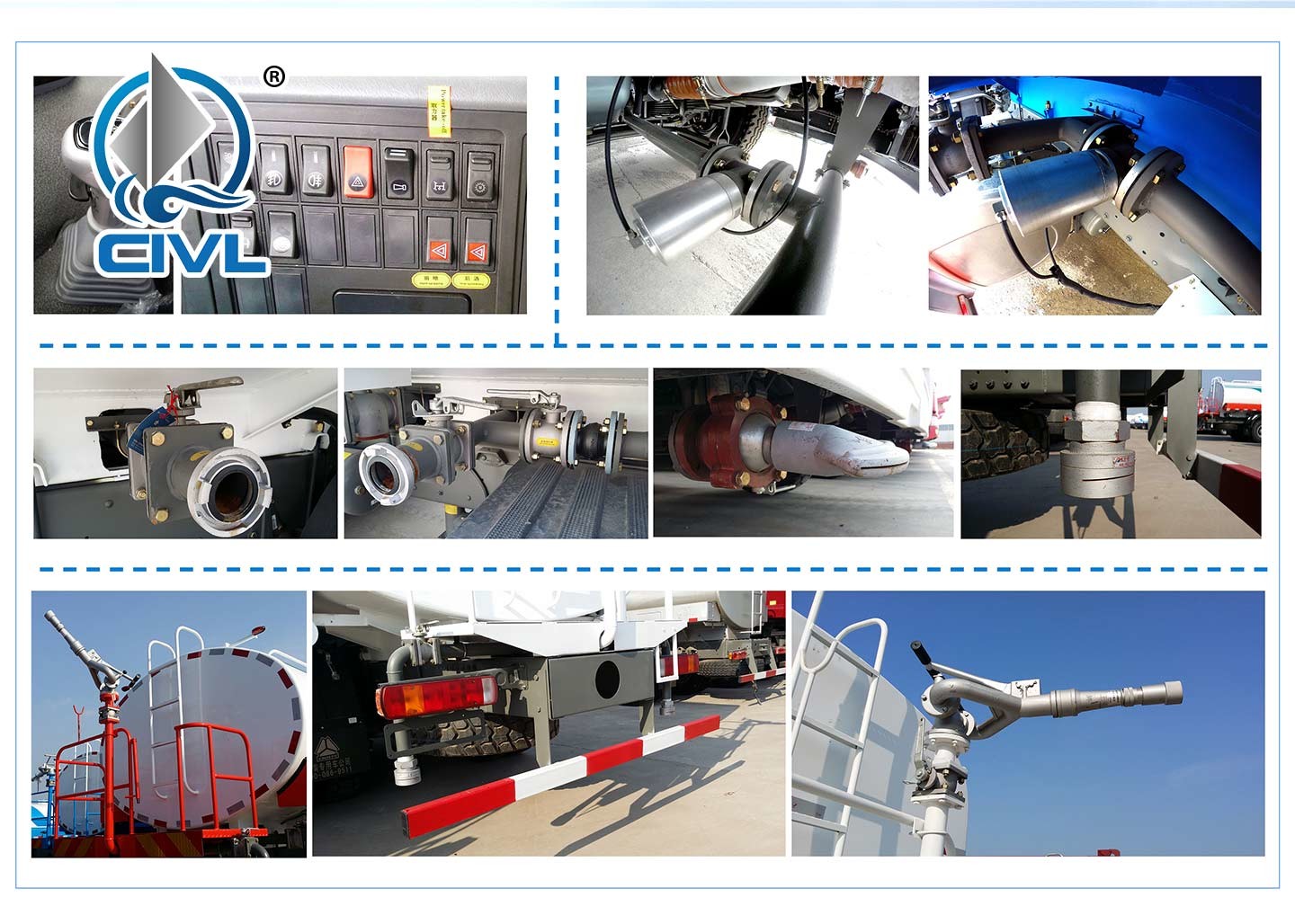 Square Sprinkler Truck 5 Tons Water Tanker Truck / Watering - Cart Vehicle 6 Wheels Water Sprinkler Car Color Option