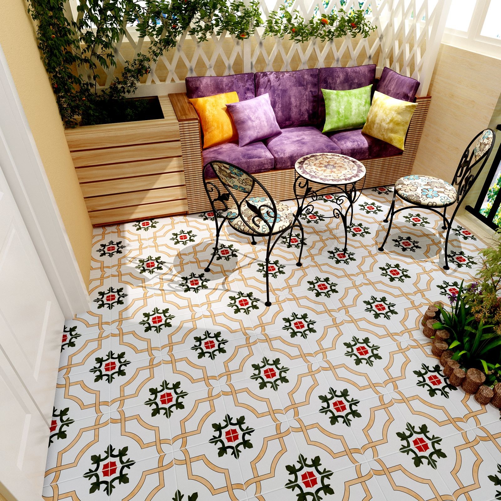 Light Yellow And Green 200x200mm Durable and firebrick Ceramic Rustic Tile For Bathroom And Living Room