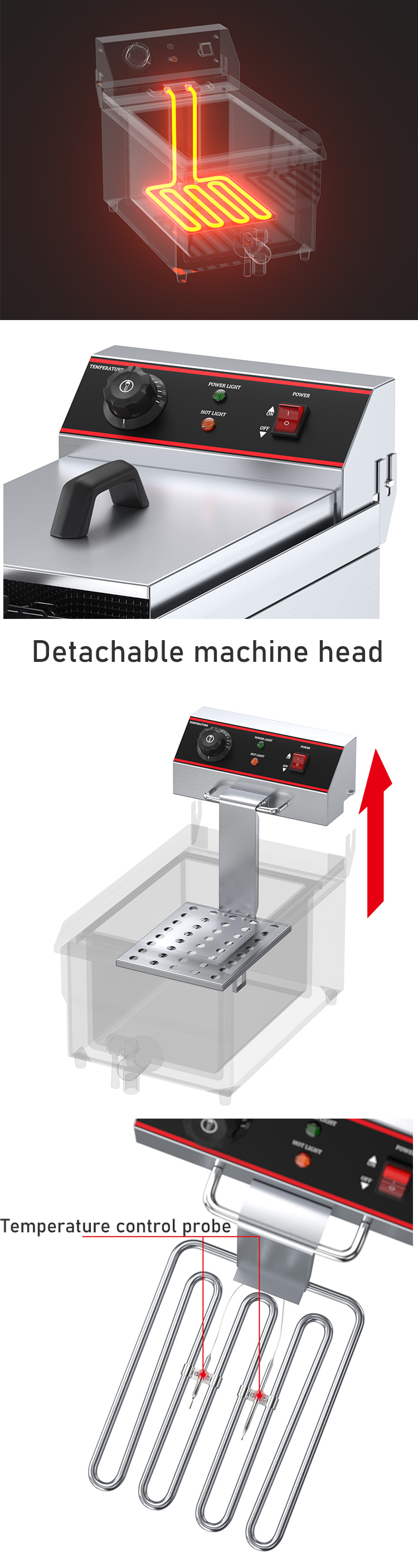 13L Commercial Electric Deep Fryers With Oil Valve 290*360*520mm