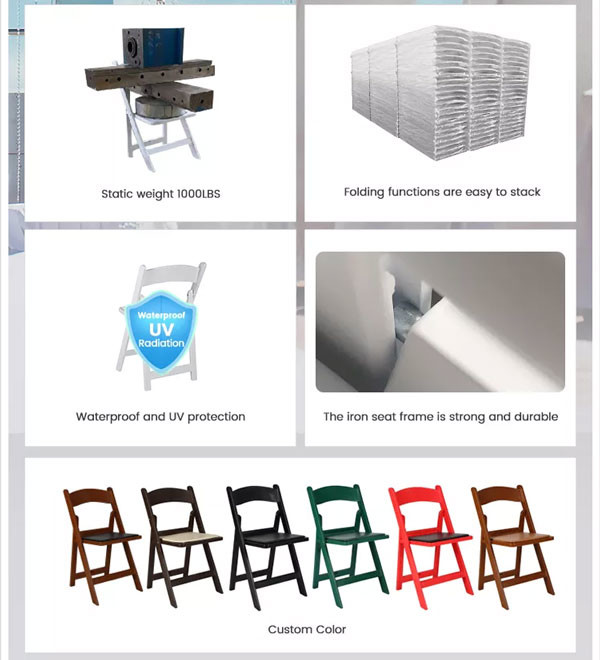 Portable Stackable Folding Plastic Garden Chairs White Resin For Events Wedding Party