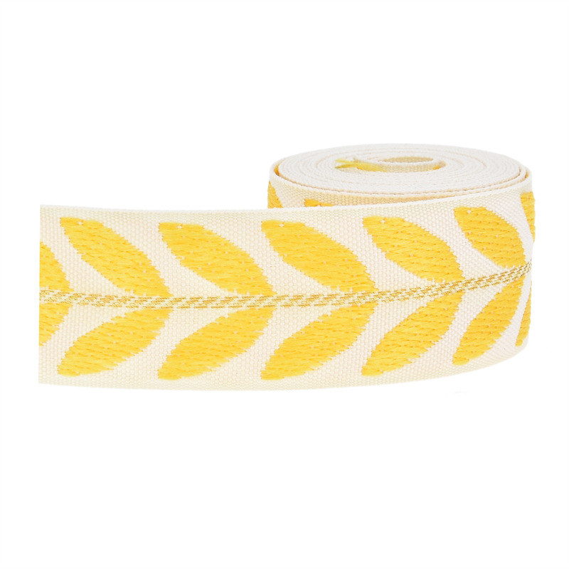 25mm*2y Jacquard Leaf Ribbon Eco Friendly Christmas Ribbon Wired