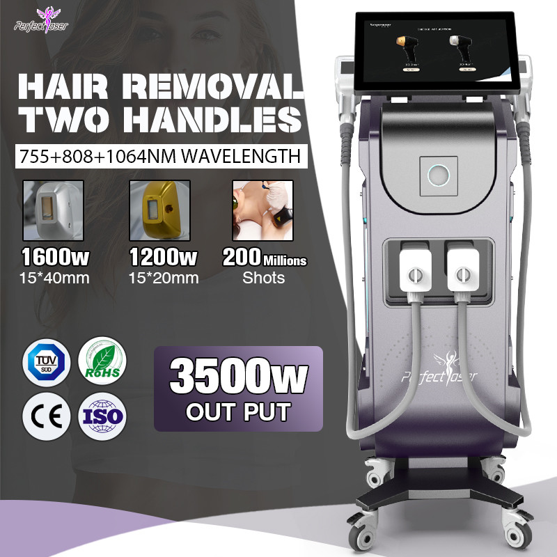 2 Handles Alma Soprano Ice Titanium OEM ODM 808nm Diode Laser Hair Removal Machine 100 Million Shots