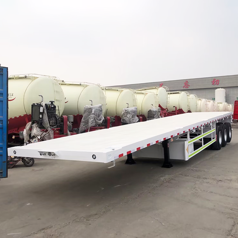 40ft 3 And 4axles 48ft 53ft Platform Flatbed Container Semi Trailer With Tractor Steel Floor 3-5mm Diamond Plate
