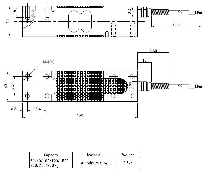 Portable Single Point Platform Scale Load Cell 50kg 100kg , Parallel Beam Type