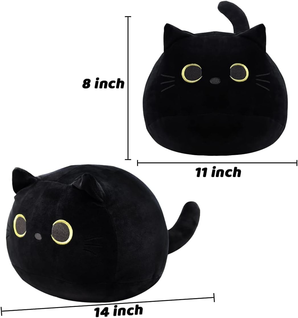 Black Cat Plush Toy: Soft, Stuffed Animal Pillow, Baby Sofa Decoration, Cat-shaped Design
