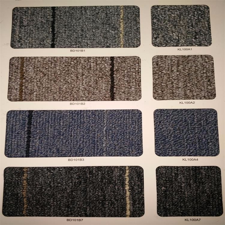 Fabric product plain stripe pattern bitumen backing PP carpet tile