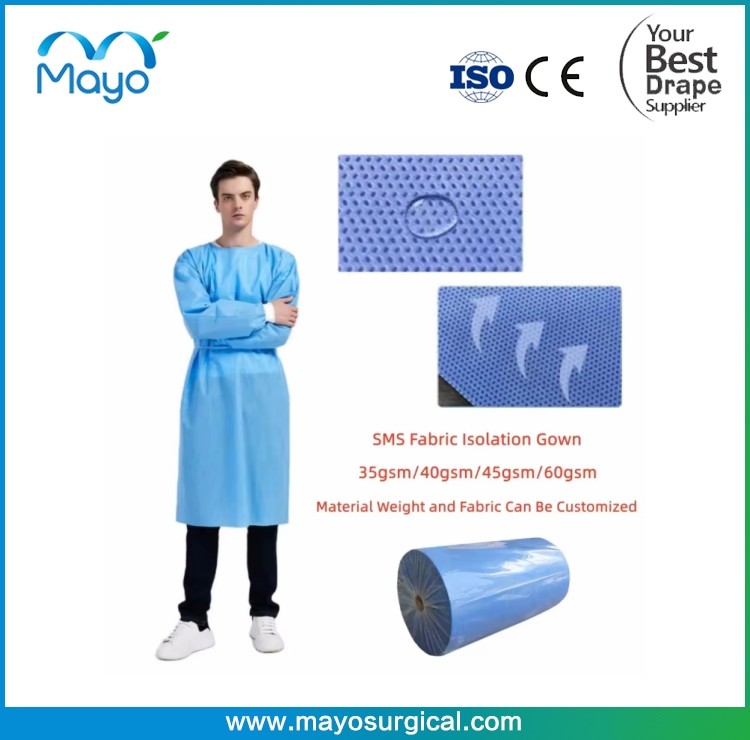 Disposable Protective Apparel MAYO ISOLATION GOWN 40G PP BLUE