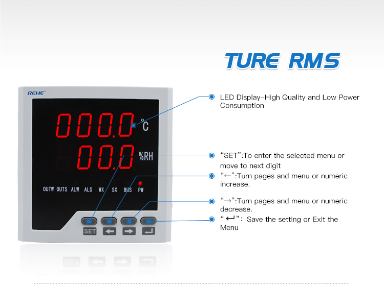 Digital industrial Temperature and Humidity Controller with sensor temperature control