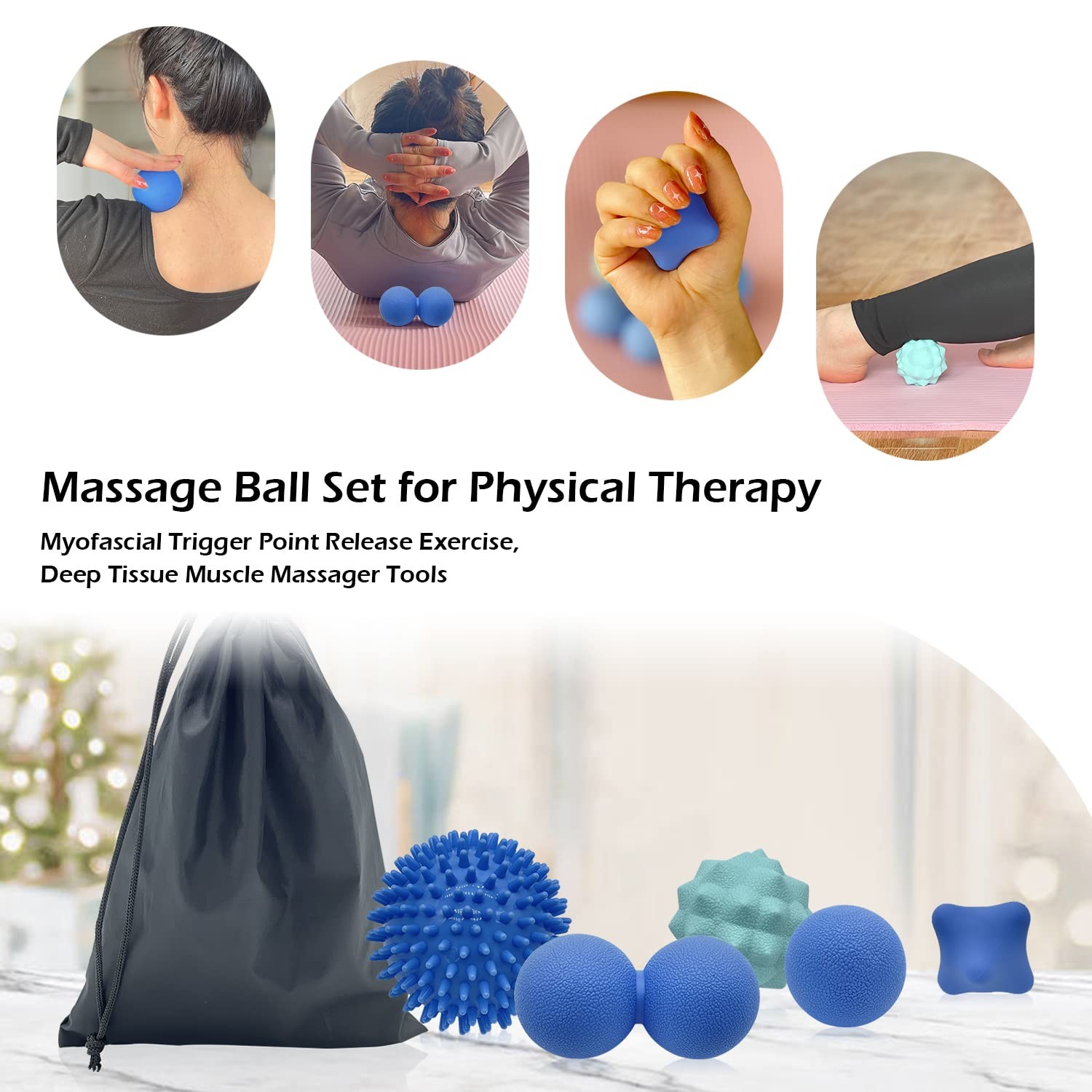 Silicone Peanut Lacrosse Ball Trigger Point Massage Ball Set For Myofascial / Deep Tissue