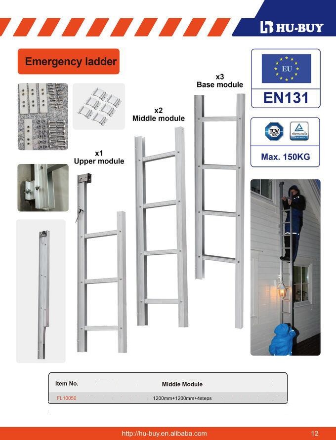 Emergency Aluminum Fire Escape Ladder For Quick Escape Stable Performance