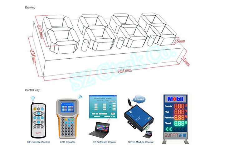 Alibaba whosale price gas price 7 segment led display 8 inch