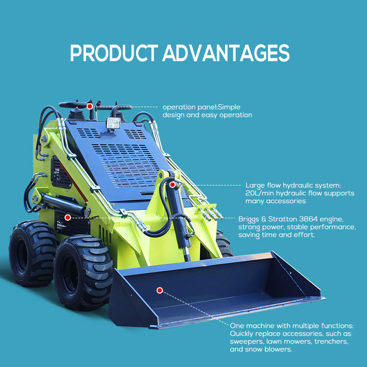 Electric Small Skid Steer Loader 30% Gradeability Plug-In Tracked Sliding Loader