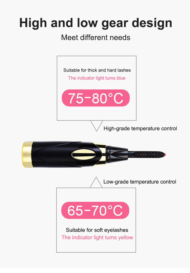 Long Lasting fast heating 43g Two Level Heated Eyelash Curler