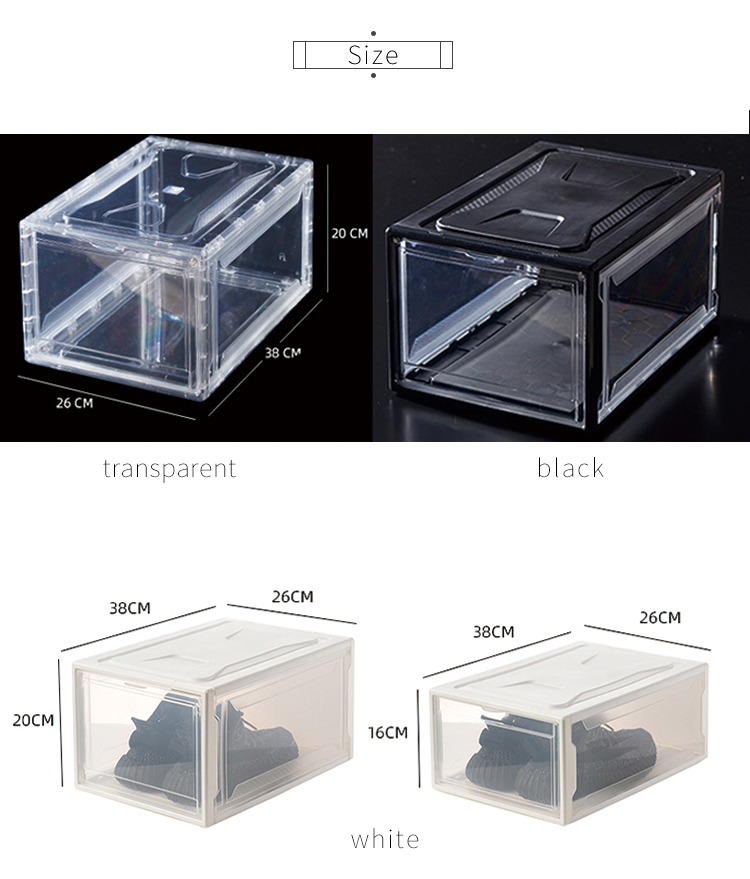 3 Layer Thickened Transparent Shoe Box 38*26cm Stackable Shoe Organizer