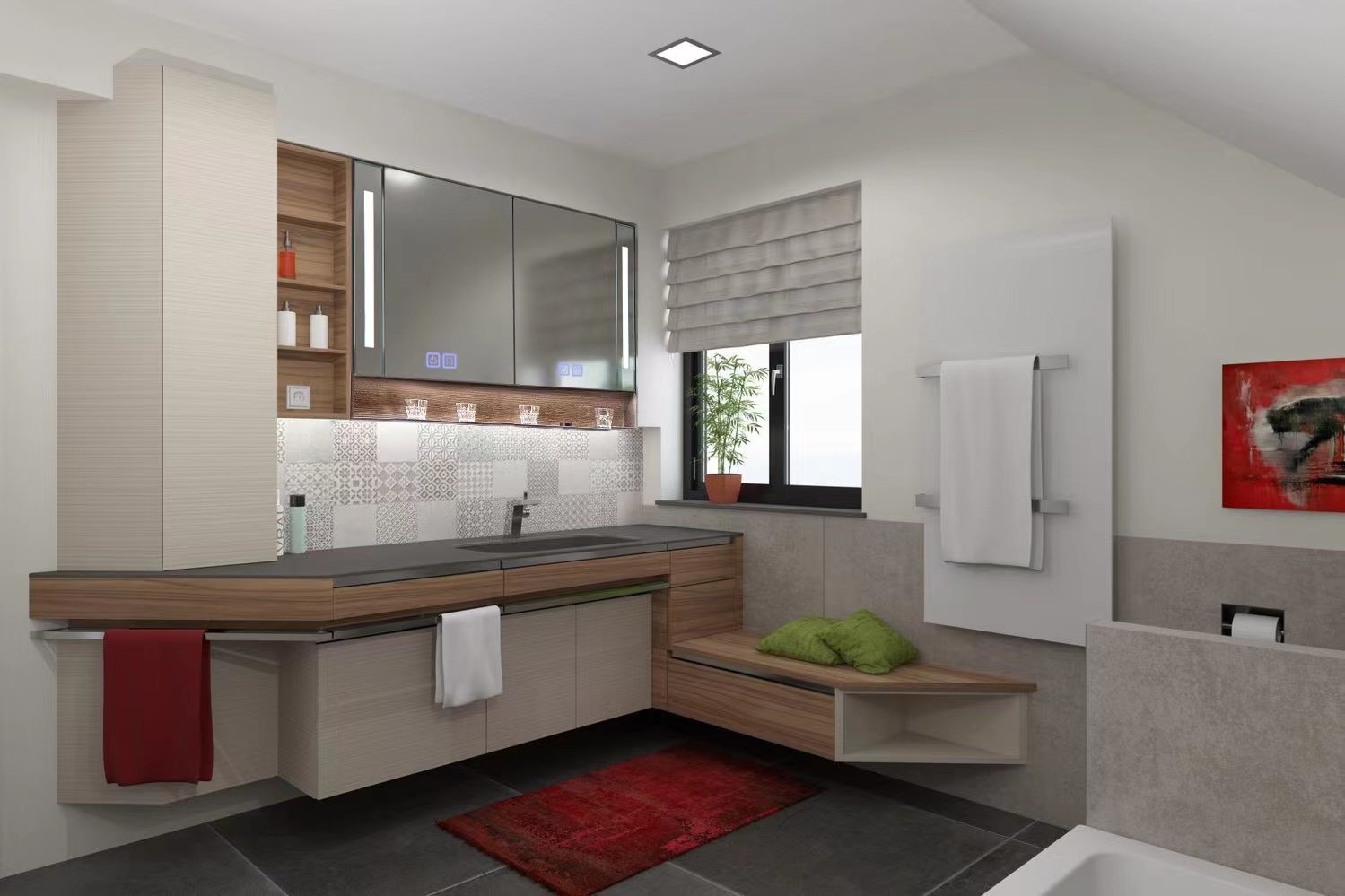 Wholesale Manufacturers Intelligent Bathroom Mirror Doors Simple Anti Fog LED Length Optional Aluminum Alloy Mirror