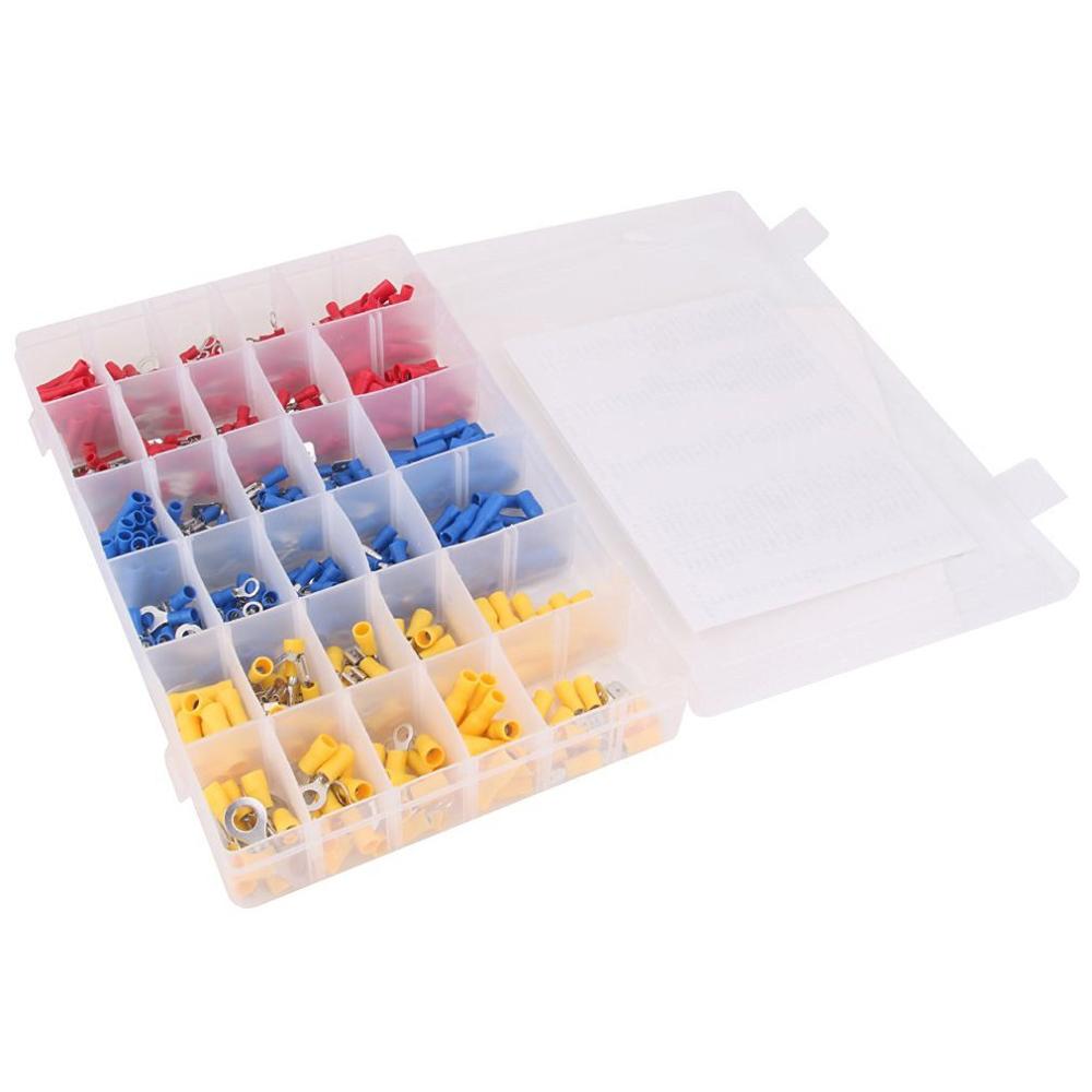 480pcs Insulated Terminals Electrical Crimp Connector Butt Spade Ring Fork Terminal Set Kit With Case for Year Universal