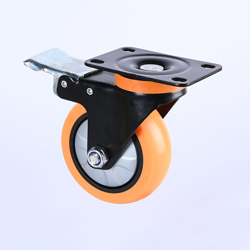 3inch 4inch 5inch Industrial Furniture Trolley Orange Single Bearing Caster Wheel
