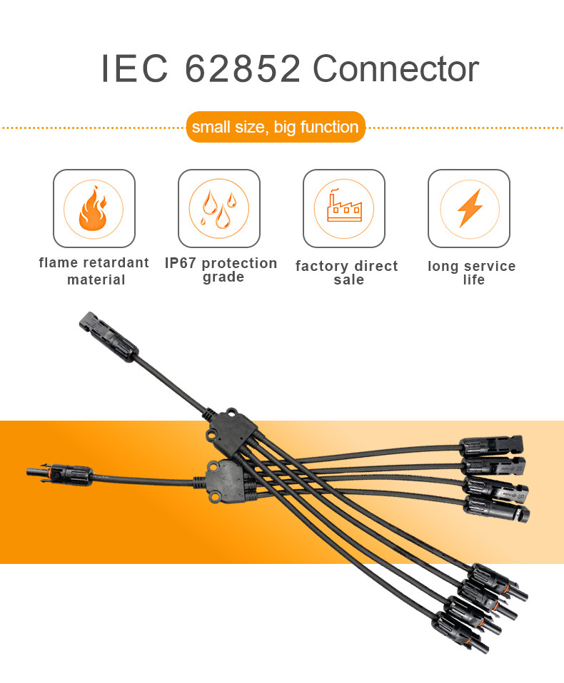 MC4 Solar Photovoltaic Panel Adaptor Cable Connector Y Type Five Way Plug Parallel