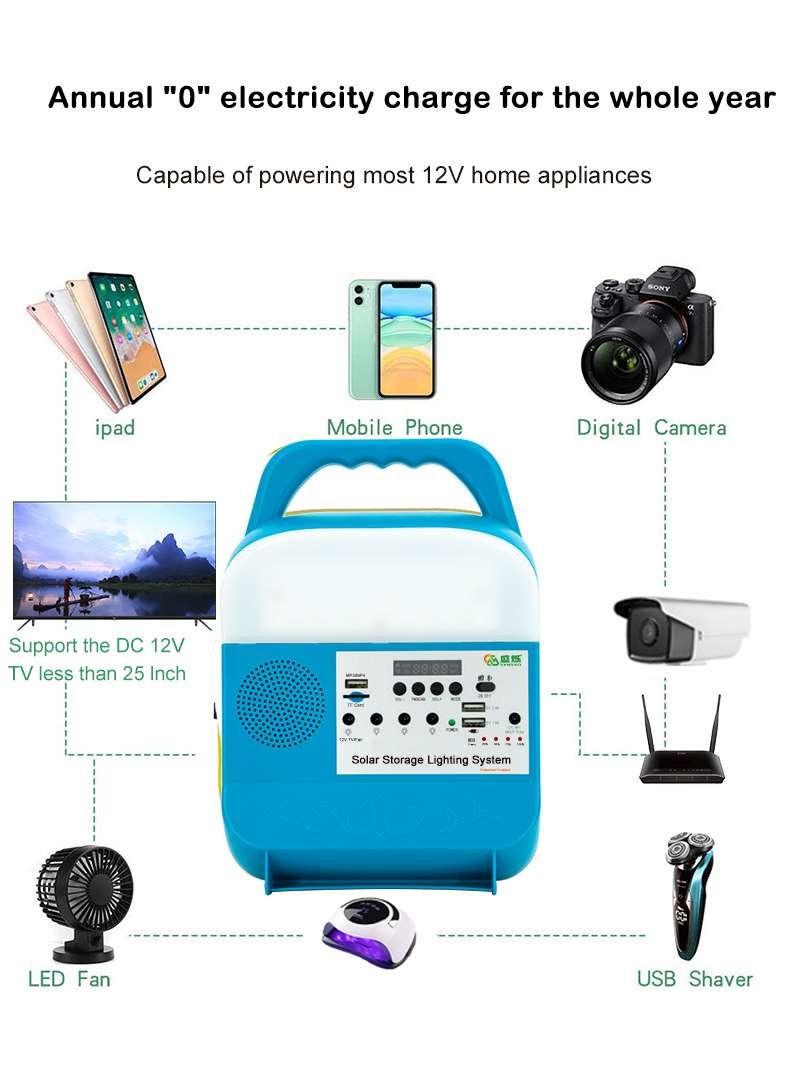 Portable Home Solar Home Lighting System Mobile Charging 25W Led Kits Panel