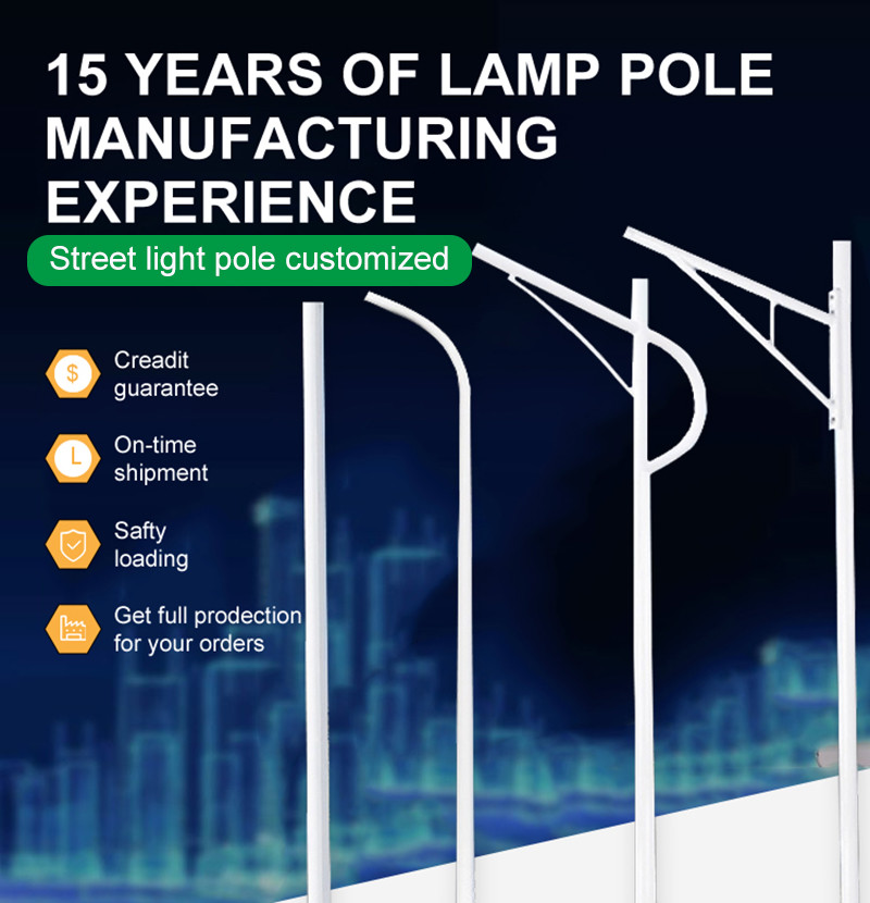Outdoor Double Single Arm Galvanized Steel Solar Street Light Post Lamp Pole