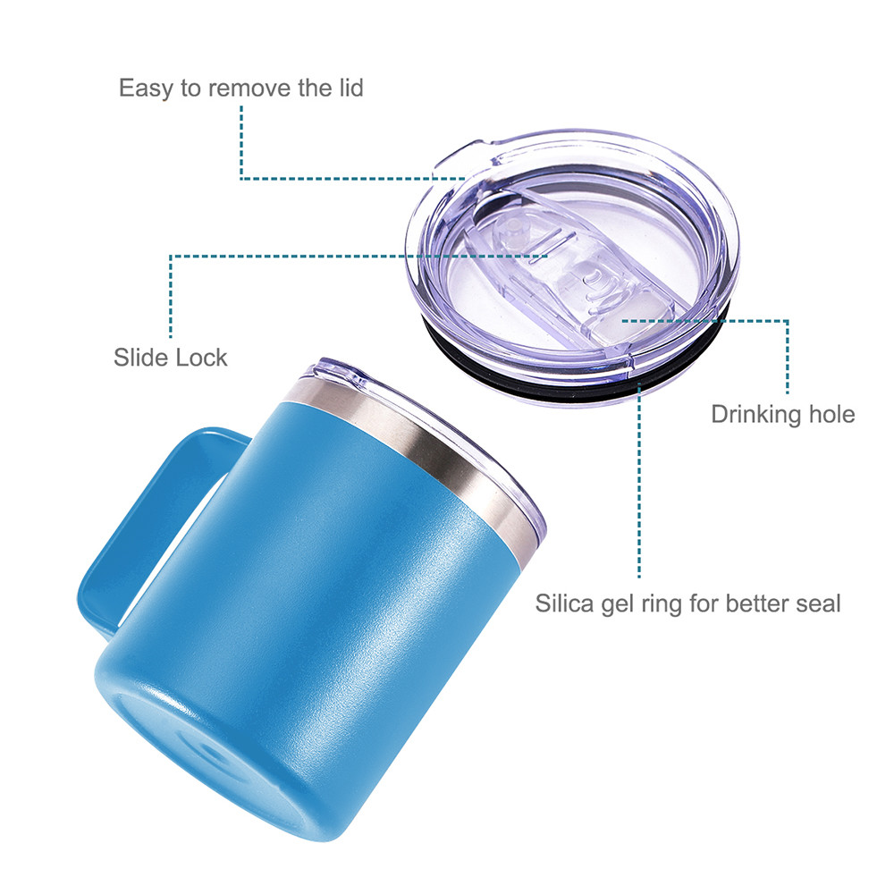 Portable Insulated Cold Vacuum Cup Double Wall Stainless Steel Handgrip Home Office Drinking