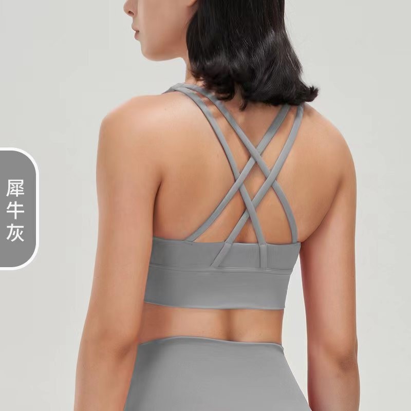 DOUBLE-SIDED BRUSHED CROSS BACK SPORTS UNDERWEAR SHOCK-PROOF PUSH-UP YOGA SPORTS BRA FITNESS VEST