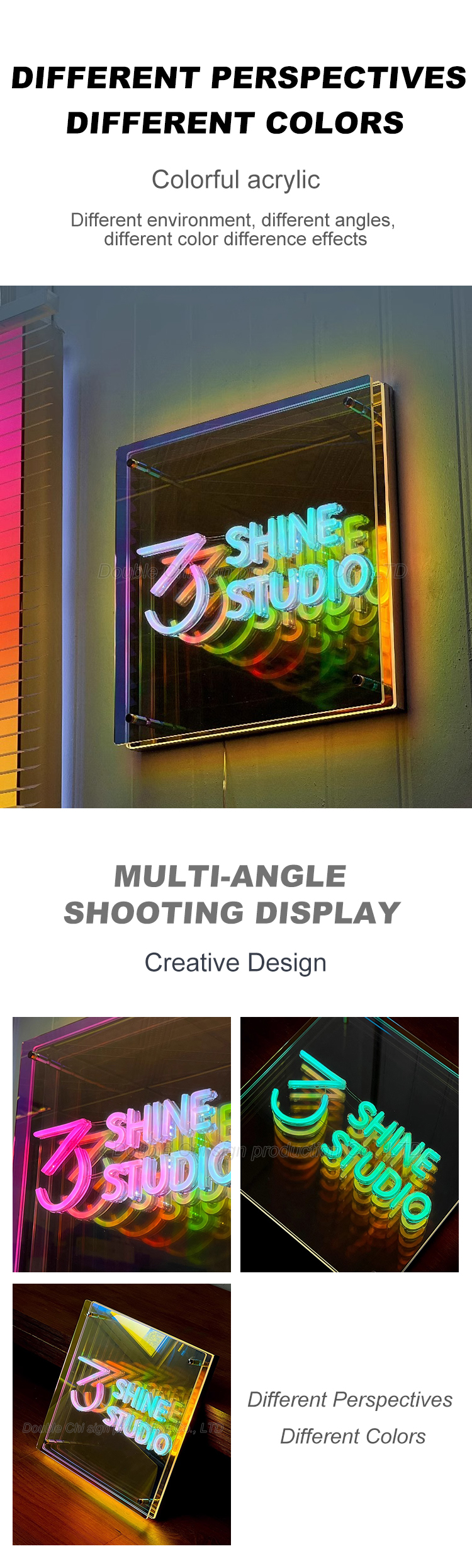 Acrylic 3D Hologram Display Screen LED Digital Signage for Mirror Sign Letters Light Box