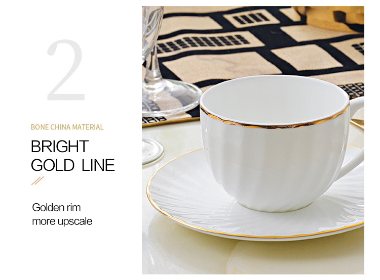 Gold line White Bone china embossed tableware Wedding Ceramic charger plate Dinner plate dish bowl mug coffee cup freely