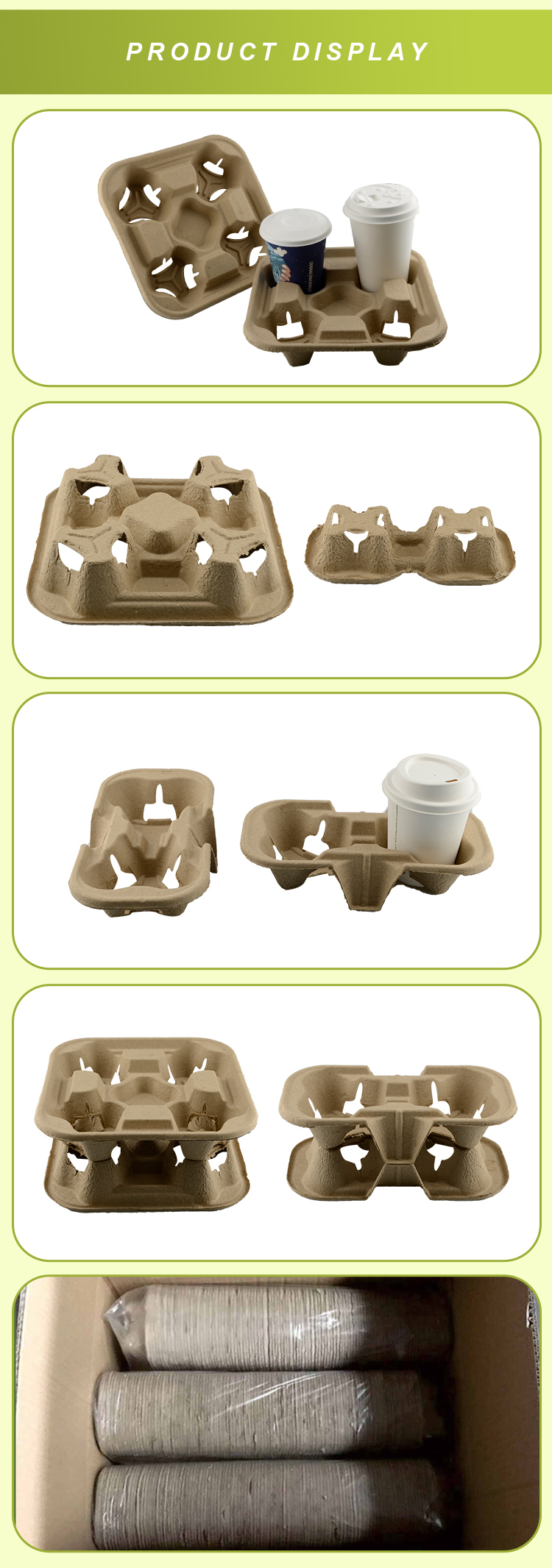 8 12 16 20 32oz Clip On Degradable Takeaway Coffee Cup Carrier