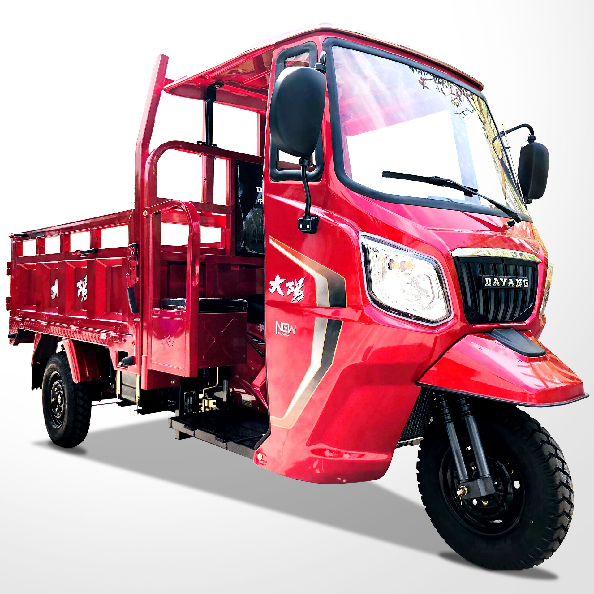 800W DAYANG Semi Cabin Cargo Tricycle with 250cc Engine and Hydraulic Strut Motorcycle