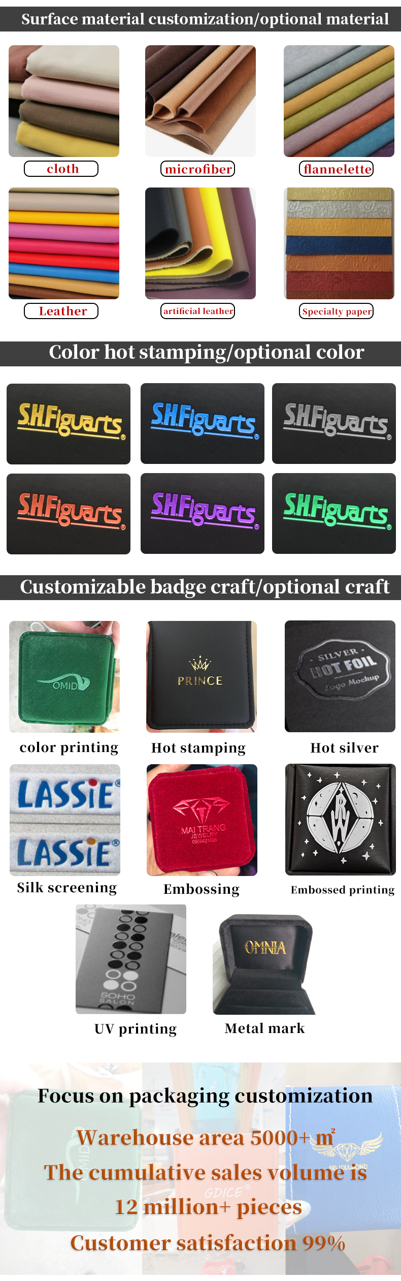 Custom Octagonal Shape Khaki Flannelette Jewelry Package for Necklace Bracelet Ring
