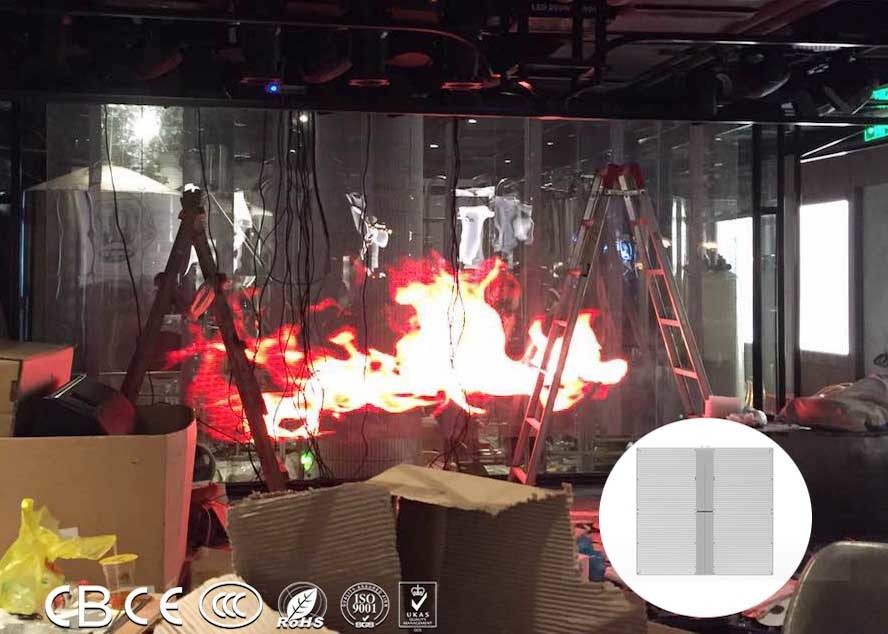 14kg Light Weight Transparent Led Display 80% Smd Pixel 10mm For Glass Windows