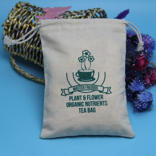 Packaging Drawstring Bag Cotton Material Custom Design Hot Stamping Logo