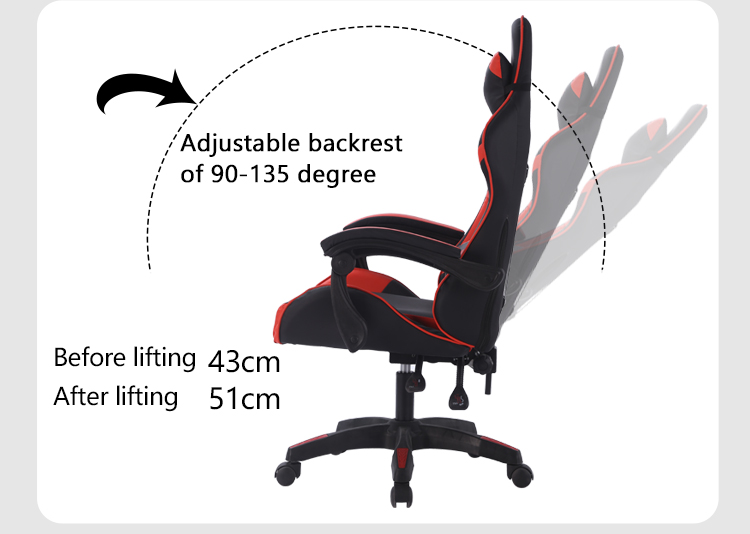 RGB Light Ergonomic Racing Chair 120mm-128mm Seat Height Race Car Office Chair