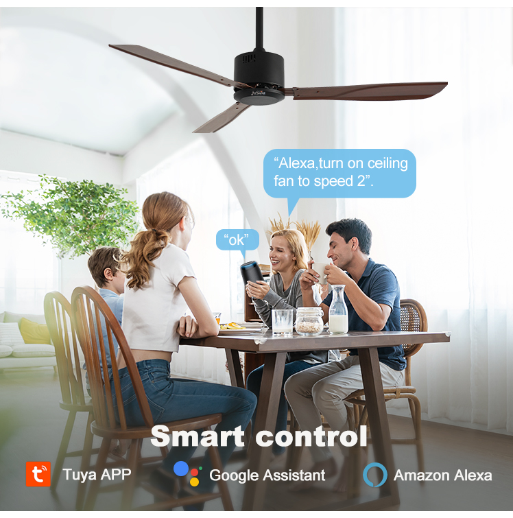 App-Controlled 50" Iron Ceiling Fan with High Volume Air Flow and Remote Control