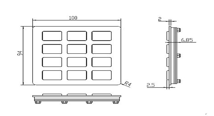 Atm Dust Resistant Keyboard 12 Buttons Type For Vending Machine Reliable