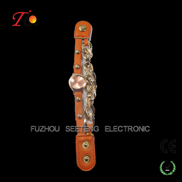 Charming Vintage watches ladies Bracelets watches with rose gold metal bracelet and gunuine leather band